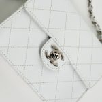 Vintage White Mini Square Caviar Quilted Silver Hardware - Image 16