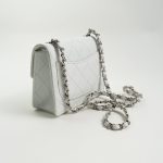 Vintage White Mini Square Caviar Quilted Silver Hardware - Image 13