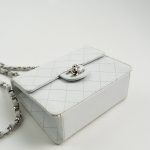 Vintage White Mini Square Caviar Quilted Silver Hardware - Image 14