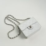 Vintage White Mini Square Caviar Quilted Silver Hardware - Image 3