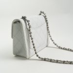 Vintage White Mini Square Caviar Quilted Silver Hardware - Image 4