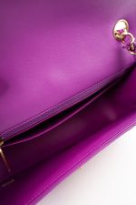Violet/ Purple Lambskin Quilted Mini Rectangular Single Flap Bag Light Gold Hardware - Image 7