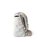 22S White Lambskin Quilted 19 Flap Small Reverse Mixed Hardware - Image 11