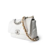 22S White Lambskin Quilted 19 Flap Small Reverse Mixed Hardware - Image 6
