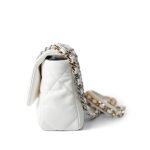22S White Lambskin Quilted 19 Flap Small Reverse Mixed Hardware - Image 4