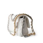 22S White Lambskin Quilted 19 Flap Small Reverse Mixed Hardware - Image 3
