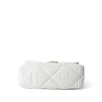 22S White Lambskin Quilted 19 Flap Small Reverse Mixed Hardware - Image 12