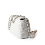22S White Lambskin Quilted 19 Flap Small Reverse Mixed Hardware - Image 13