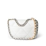 22S White Lambskin Quilted 19 Flap Small Reverse Mixed Hardware - Image 14
