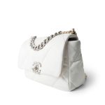22S White Lambskin Quilted 19 Flap Small Reverse Mixed Hardware - Image 15