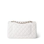 20S White Caviar Quilted Classic Flap Medium Light Gold Hardware - Image 2