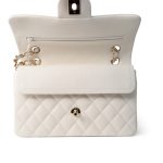 21B Ivory Caviar Quilted Classic Flap Small Light Gold Hardware - Image 11
