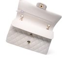 21C White Caviar Quilted Classic Flap Medium Light Gold Hardware - Image 3