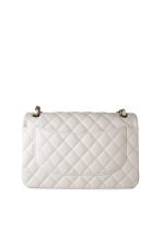 21S Jumbo White Caviar Quilted Classic Flap Light Gold Hardware - Image 4
