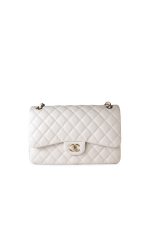 21S Jumbo White Caviar Quilted Classic Flap Light Gold Hardware - Image 5