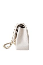 21S Jumbo White Caviar Quilted Classic Flap Light Gold Hardware - Image 7