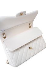21S Jumbo White Caviar Quilted Classic Flap Light Gold Hardware - Image 8