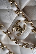 21S Jumbo White Caviar Quilted Classic Flap Light Gold Hardware - Image 14
