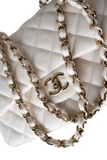21S Jumbo White Caviar Quilted Classic Flap Light Gold Hardware - Image 15