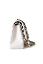 21S Jumbo White Caviar Quilted Classic Flap Light Gold Hardware - Image 16