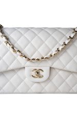 21S Jumbo White Caviar Quilted Classic Flap Light Gold Hardware - Image 18
