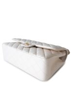 21S Jumbo White Caviar Quilted Classic Flap Light Gold Hardware - Image 13