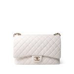 22B White Caviar Quilted Maxi Classic Flap Light Gold Hardware - Image 2