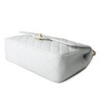 White Caviar Quilted Jumbo Single Flap Gold Hardware - Image 6