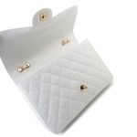 White Caviar Quilted Jumbo Single Flap Gold Hardware - Image 4