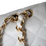 White Caviar Quilted Jumbo Single Flap Gold Hardware - Image 8