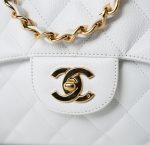 White Caviar Quilted Jumbo Single Flap Gold Hardware - Image 12
