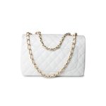 White Caviar Quilted Jumbo Single Flap Gold Hardware - Image 11