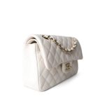 21S White Caviar Quilted Classic Flap Small Light Gold Hardware - Image 4