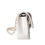21S White Caviar Quilted Classic Flap Small Light Gold Hardware - Image 5