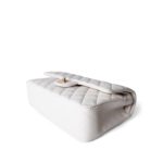 22p White/ Ivory Caviar Quilted Classic Flap Medium Light Gold Hardware - Image 15