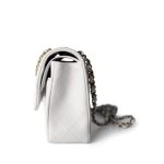 22p White/ Ivory Caviar Quilted Classic Flap Medium Light Gold Hardware - Image 8