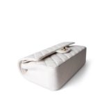 22p White/ Ivory Caviar Quilted Classic Flap Medium Light Gold Hardware - Image 4