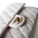 22p White/ Ivory Caviar Quilted Classic Flap Medium Light Gold Hardware - Image 3
