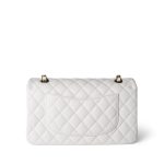 22p White/ Ivory Caviar Quilted Classic Flap Medium Light Gold Hardware - Image 16