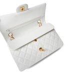 Vintage White Lambskin Quilted Classic Flap Medium Gold Hardware - Image 12