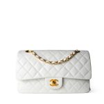 Vintage White Lambskin Quilted Classic Flap Medium Gold Hardware - Image 2