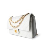 Vintage White Lambskin Quilted Classic Flap Medium Gold Hardware - Image 4