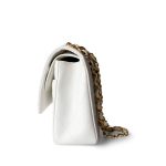 Vintage White Lambskin Quilted Classic Flap Medium Gold Hardware - Image 3