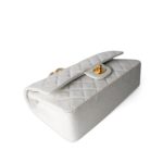 Vintage White Lambskin Quilted Classic Flap Medium Gold Hardware - Image 5
