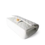 Vintage White Lambskin Quilted Classic Flap Medium Gold Hardware - Image 11