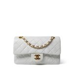 Vintage White Lambskin Quilted Classic Flap Small Gold Hardware