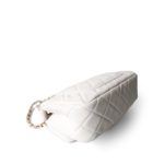 21B White Lambskin Quilted Mini Rectangular Pearl Crush Antique Gold Hardware - Image 3