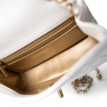 21B White Lambskin Quilted Mini Rectangular Pearl Crush Antique Gold Hardware - Image 14