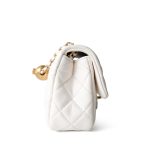 21B White Lambskin Quilted Mini Rectangular Pearl Crush Antique Gold Hardware - Image 13