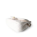 21B White Lambskin Quilted Mini Rectangular Pearl Crush Antique Gold Hardware - Image 4